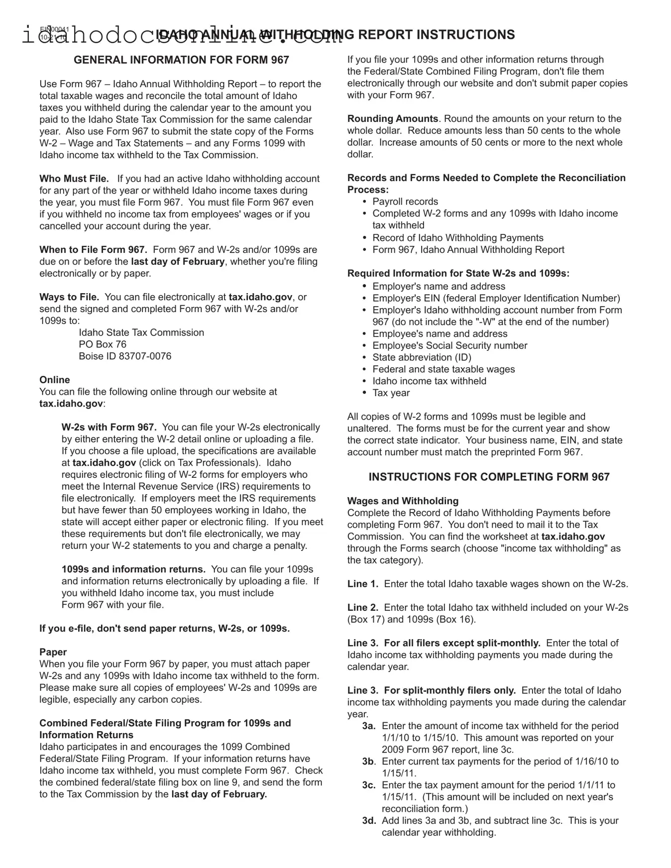Blank Idaho 967 PDF Form