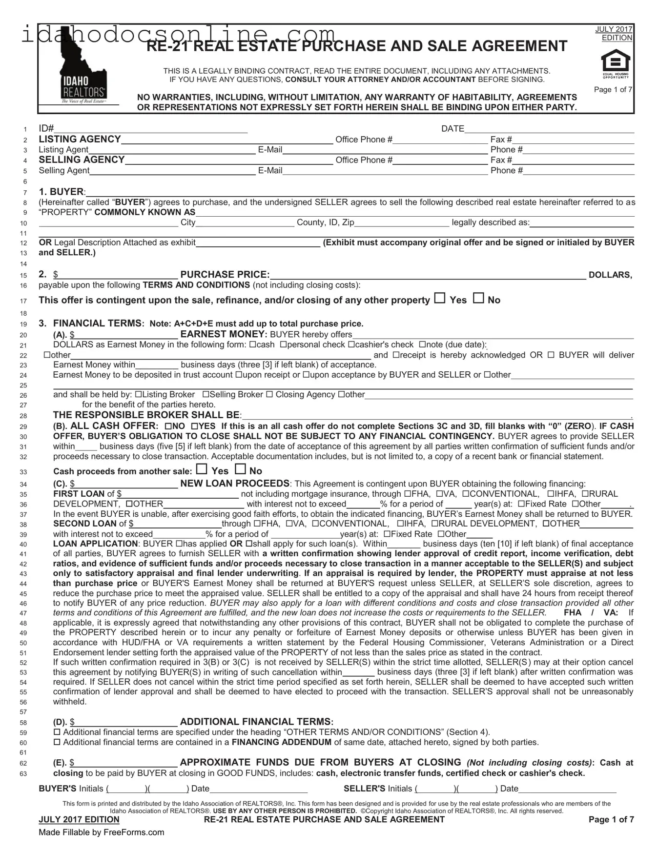 Blank Idaho Re 21 PDF Form