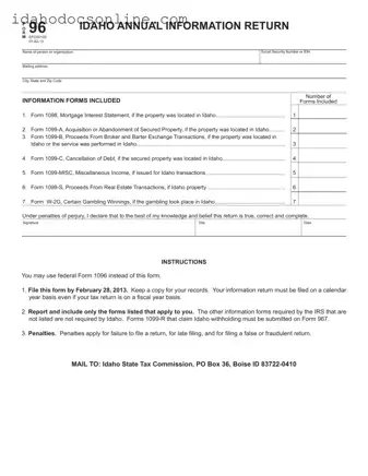 Blank 96 Idaho PDF Form