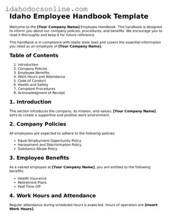 Free Employee Handbook Form for Idaho
