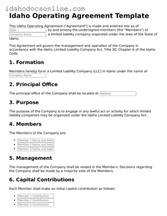Free  Operating Agreement Form for Idaho