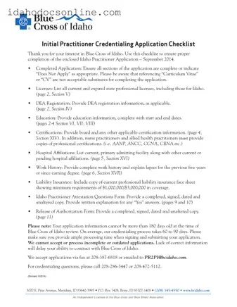 Blank Idaho Practitioner Application PDF Form