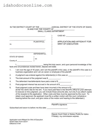 Blank Idaho Sc 9 1 PDF Form