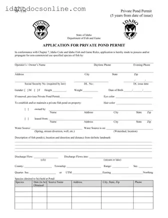 Blank Idaho Sp 116 PDF Form