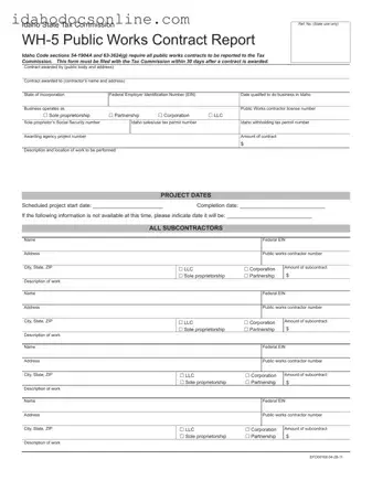 Blank Idaho Wh 5 PDF Form